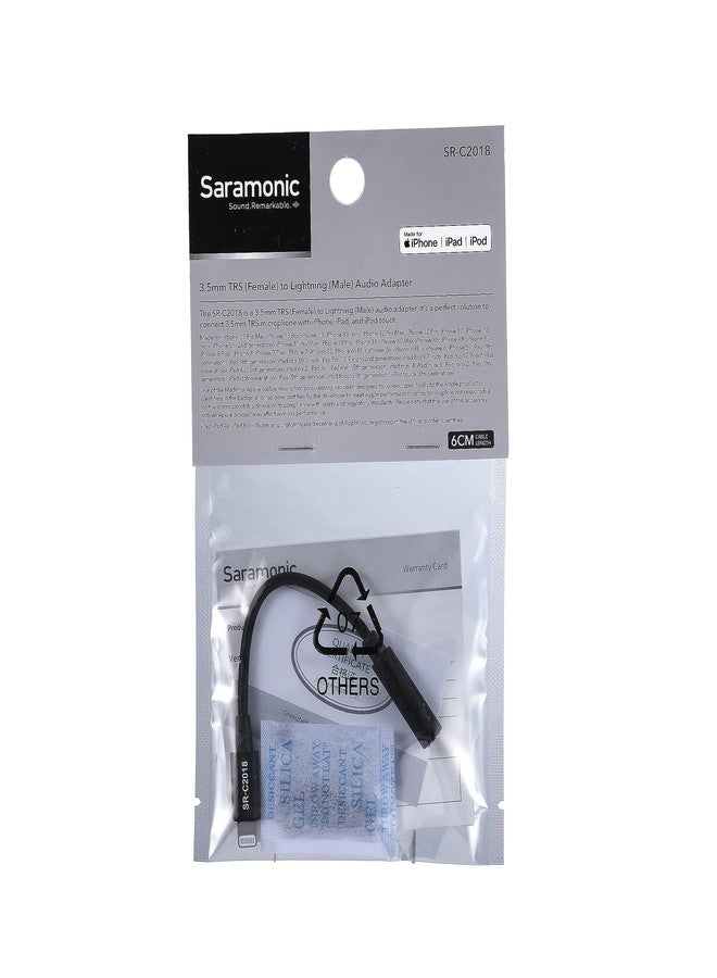 سارامونيك كابل محول صوت وميكروفون قصير مطلي بالذهب من نوع Saramonic SR-C2018، بموصل أنثى 3.5 ملم TRS إلى موصل ذكر Lightning لأجهزة Apple iPhone و iPad المزودة بمنفذ Lightning. - Image 5